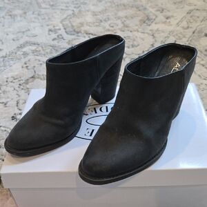 Aldo Black Suede Slip-On Block Heel Mules